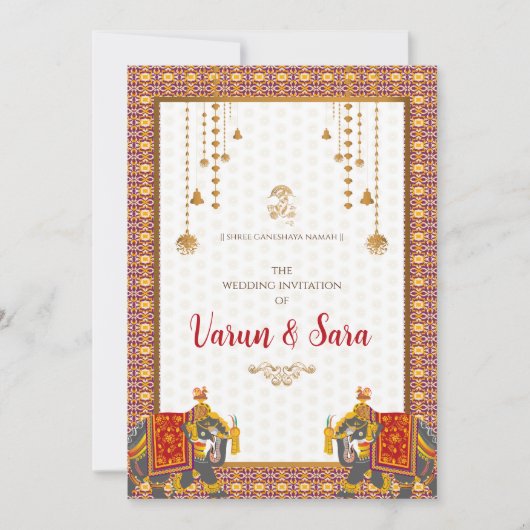 Faire-part de mariage hindou et invitations indien (Devant)