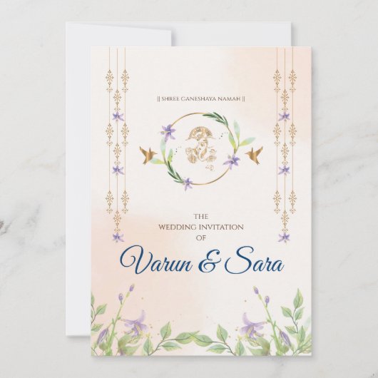 Faire-part de mariage hindou et invitations indien (Devant)