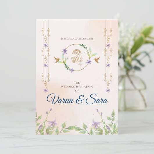 Faire-part de mariage hindou et invitations indien (Debout devant)
