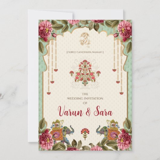 Faire-part de mariage hindou et invitations indien (Devant)