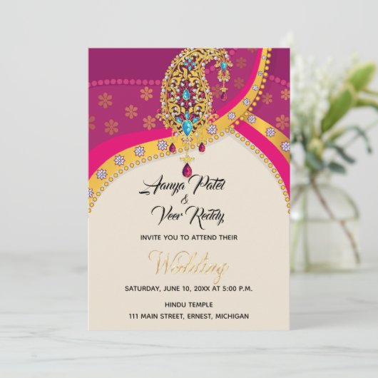 Faire-part de mariage hindoue indienne (Debout devant)