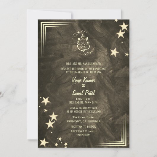 Faire-part de mariage hindoue indienne avec image  (Devant)