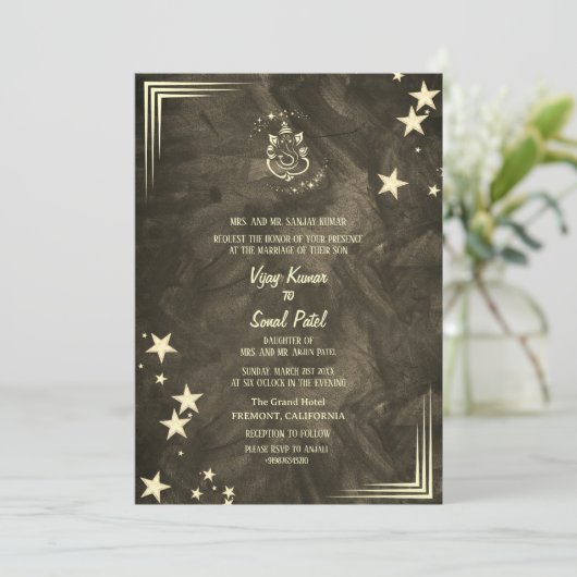 Faire-part de mariage hindoue indienne avec image  (Debout devant)