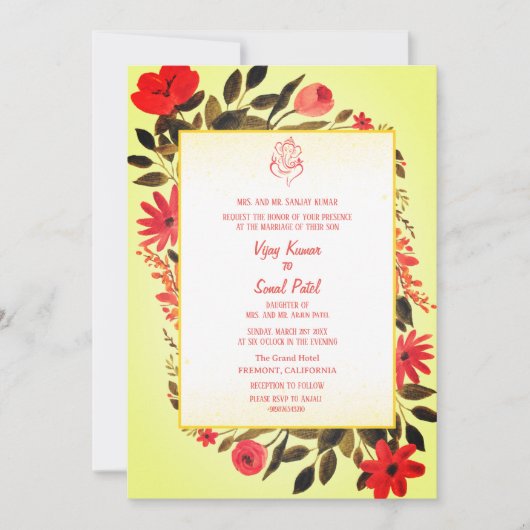 Faire-part de mariage hindoue indienne avec image  (Devant)