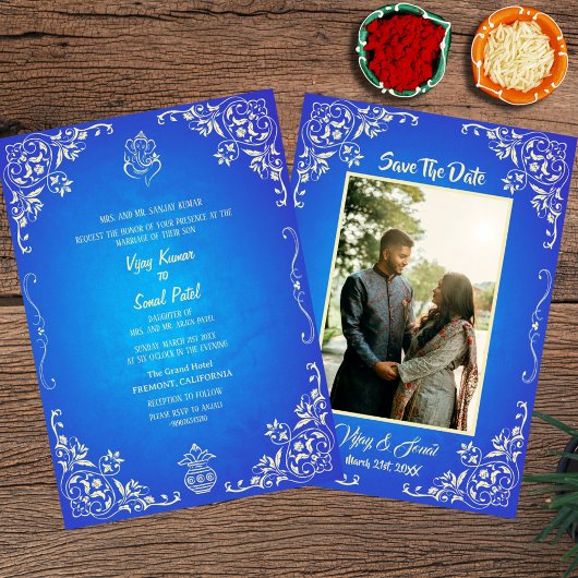 Faire-part de mariage hindoue indienne avec image 