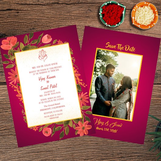 Faire-part de mariage hindoue indienne avec image