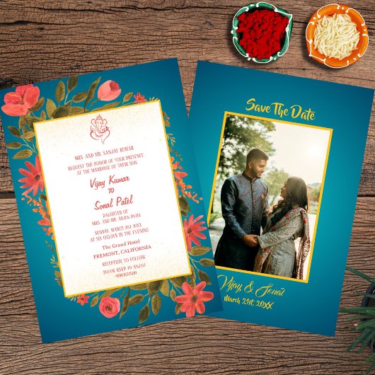 Faire-part de mariage hindoue indienne avec image