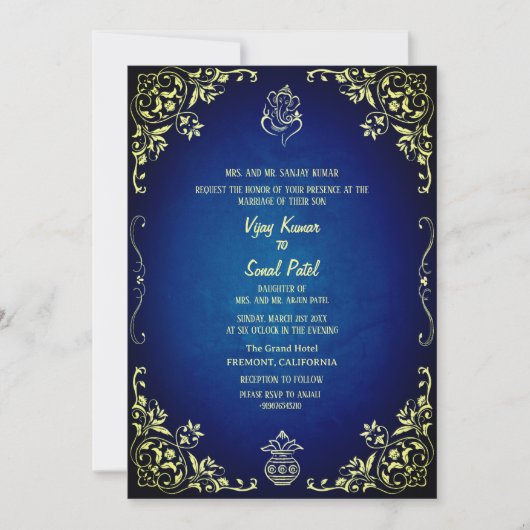 Faire-part de mariage hindoue indienne avec image  (Devant)