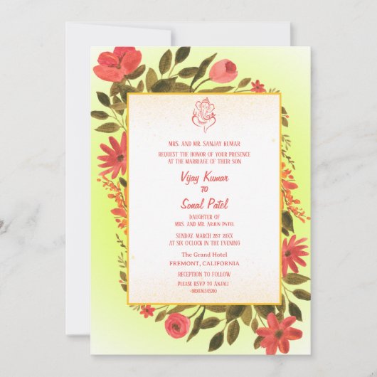 Faire-part de mariage hindoue indienne avec image  (Devant)