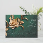 Faire-part de mariage historique de fleurs d'or (Debout devant)