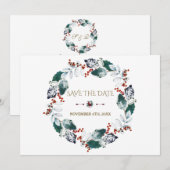 Faire-part de mariage Hiver Fantaisiste Baies de N (Devant / Derrière)