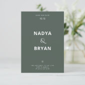 Faire-part de mariage hivernal avec QR Code vert f (Debout devant)