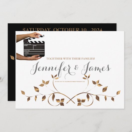 Faire-part de mariage Hollywood Clapper personnali (Devant / Derrière)