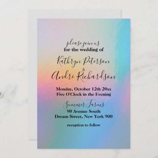 Faire-part de mariage holographique (Devant / Derrière)