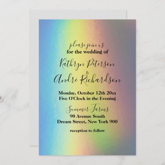 Faire-part de mariage holographique (Devant / Derrière)