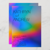 Faire-part de mariage holographique moderne (Devant / Derrière)