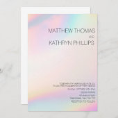 Faire-part de mariage holographique moderne géomét (Devant / Derrière)