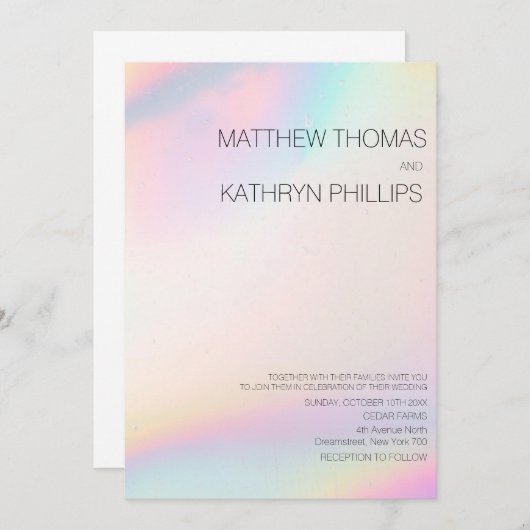 Faire-part de mariage holographique moderne géomét (Devant / Derrière)