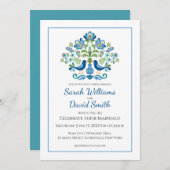 Faire-part de mariage Hongrois Design Blue Birds (Devant / Derrière)