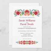 Faire-part de mariage Hongrois Design Fleurs rouge (Devant / Derrière)