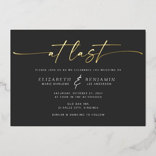 Faire-Part de Mariage Horizontal en Feuille d'Alum (Recto)