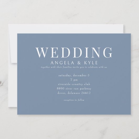 Faire-part de mariage horizontal moderne Pervenche (Devant)