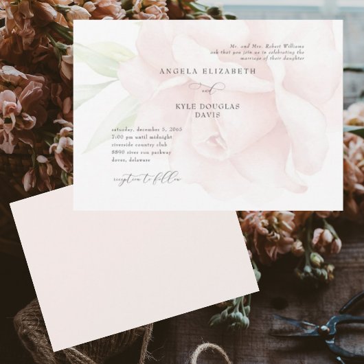 Faire-part de mariage Horizontal Romantique Rose F