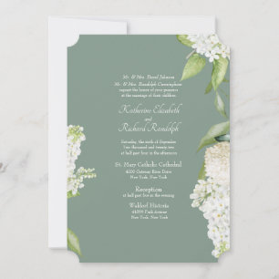 Faire-Part de Mariage Hortensia Blanc Sauge Foncée