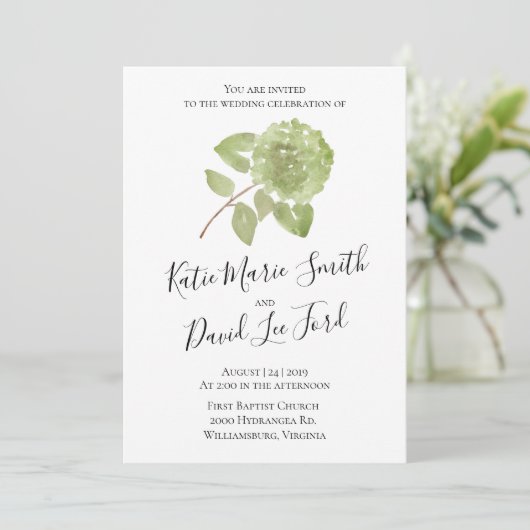 Faire-part de mariage Hydrangea aquarelle (Debout devant)