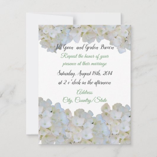 Faire-part de mariage Hydrangea blanc (Devant)