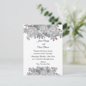 Faire-part de mariage Hydrangea Bleu Pâle Rustique (Debout devant)