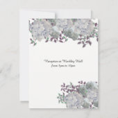 Faire-part de mariage Hydrangea Bleu Pâle Rustique (Dos)