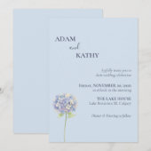 Faire-part de mariage Hydrangea Bleu Poussiéreux (Devant / Derrière)
