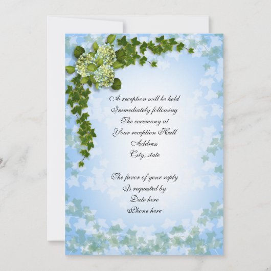 Faire-part de mariage Hydrangea et lierre (Dos)