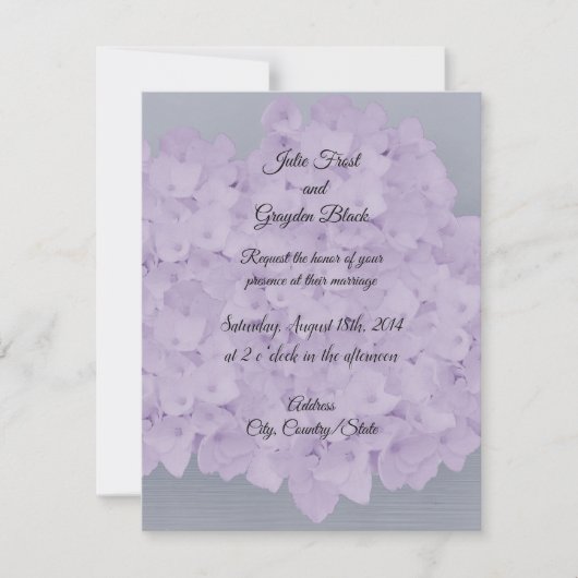 Faire-part de mariage Hydrangea lavande (Devant)
