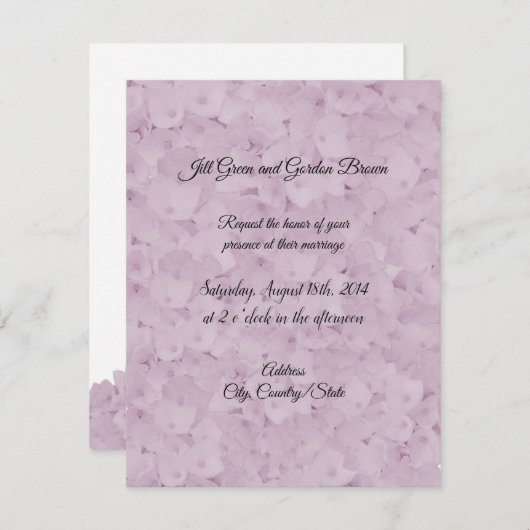 Faire-part de mariage Hydrangea rose pâle (Devant / Derrière)