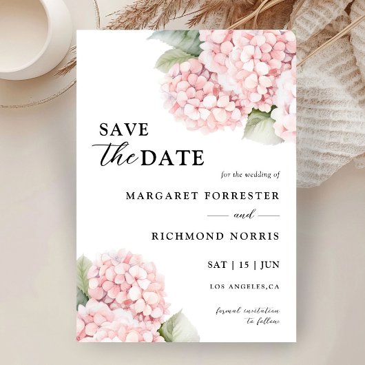 Faire-part de mariage Hydrangea Rose tendre