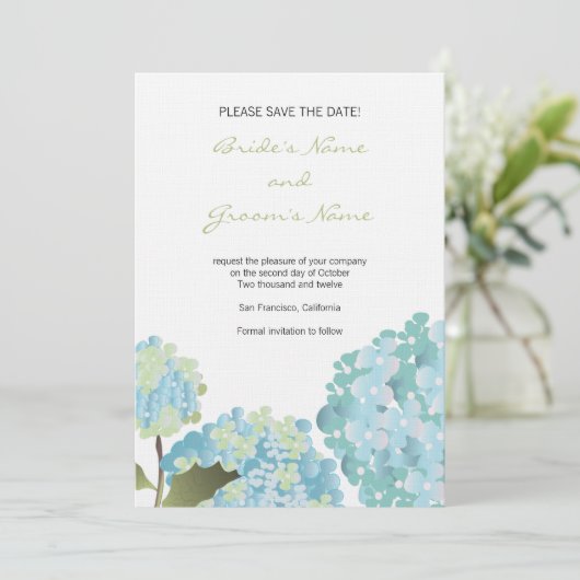 Faire-part de mariage Hydrangea Save the Date (Debout devant)