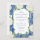 Faire-part de mariage Hydrangeas blanches à rayure (Devant)