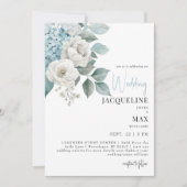 Faire-part de mariage Hydrangeas bleu aqua (Devant)
