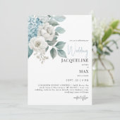 Faire-part de mariage Hydrangeas bleu aqua (Debout devant)