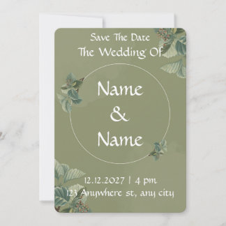 Faire-part de mariage illustré Sage