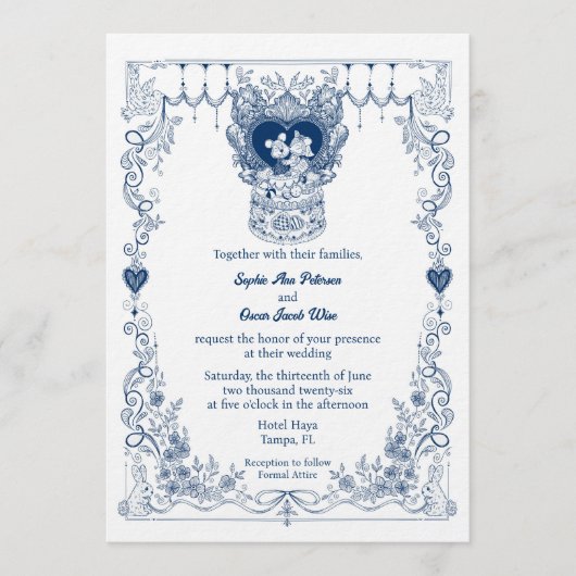 Faire-part de mariage illustré sur le thème de la  (Devant)