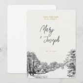 Faire-part de mariage illustré vintage (Devant / Derrière)