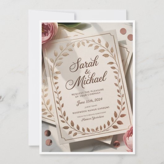 Faire-part de mariage 💍 – Imprimable élégant pers (Devant)