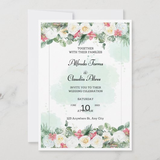 Faire-part de mariage imprimable, Invitation flora (Devant)