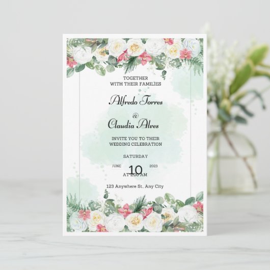 Faire-part de mariage imprimable, Invitation flora (Debout devant)