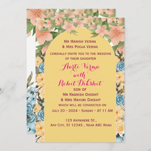 Faire-part de mariage indien (Devant / Derrière)