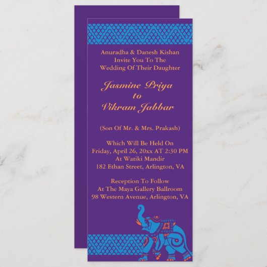 Faire-part de mariage indien (Devant / Derrière)