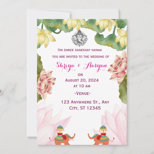 Faire-part de mariage indien (Devant)